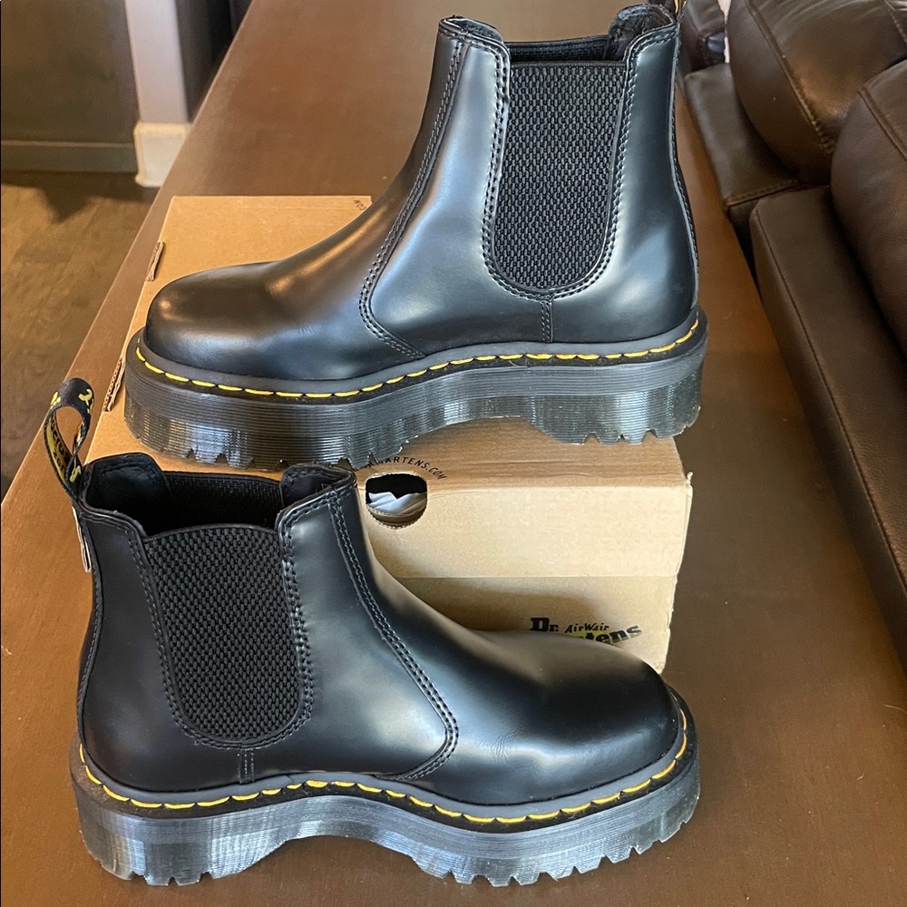 Dr. Martens Black Chelsea Boots with Yellow Accents - Picture 6 of 8